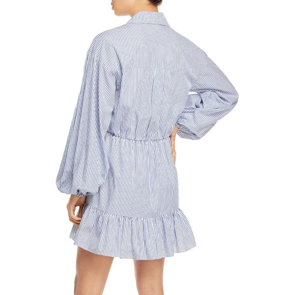 Cinq a Sept Womens Kelly Blue Cotton Mini Bishop Sleeve Shirtdress NWT - Picture 2 of 2